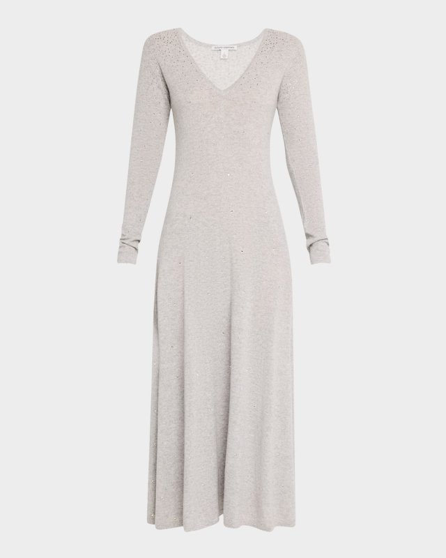 Rhinestone Cashmere Midi Sweater Dress